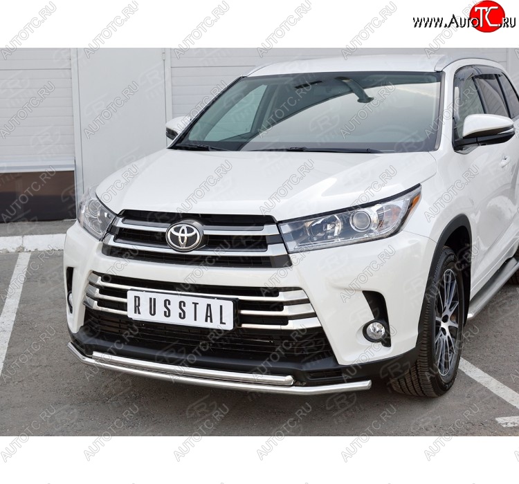18 599 р. Защита переднего бампера (2 трубыØ42 мм, нержавейка) SLITKOFF  Toyota Highlander  XU50 (2013-2017) дорестайлинг  с доставкой в г. Воронеж