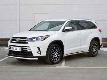 17 999 р. Одинарная защита переднего бампера диаметром 63 мм SLITKOFF  Toyota Highlander  XU50 (2013-2017) дорестайлинг  с доставкой в г. Воронеж. Увеличить фотографию 2