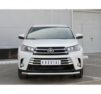 17 999 р. Одинарная защита переднего бампера диаметром 63 мм SLITKOFF  Toyota Highlander  XU50 (2013-2017) дорестайлинг  с доставкой в г. Воронеж. Увеличить фотографию 3