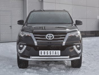 26 499 р. Защита переднего бампера (2 трубыØ63 мм, нержавейка) SLITKOFF  Toyota Highlander  XU50 (2013-2017) дорестайлинг  с доставкой в г. Воронеж. Увеличить фотографию 3