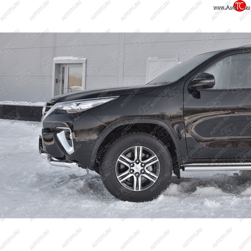 26 499 р. Защита переднего бампера (2 трубыØ63 мм, нержавейка) SLITKOFF  Toyota Highlander  XU50 (2013-2017) дорестайлинг  с доставкой в г. Воронеж