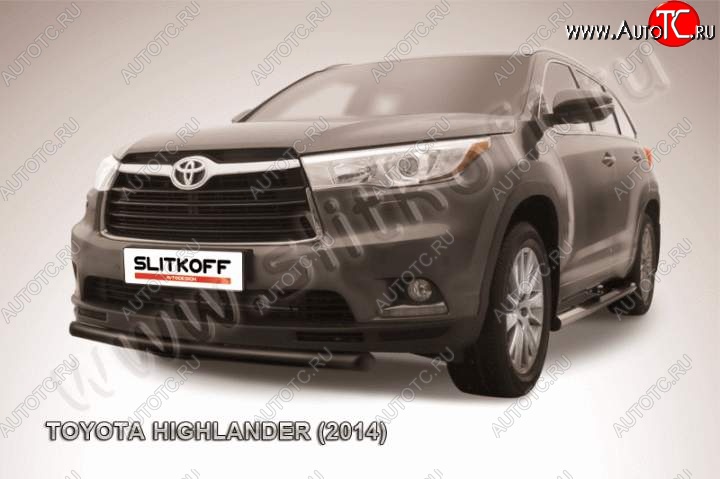 8 999 р. защита переднего бампера Slitkoff Toyota Highlander XU50 дорестайлинг (2013-2017) (Цвет: серебристый)  с доставкой в г. Воронеж
