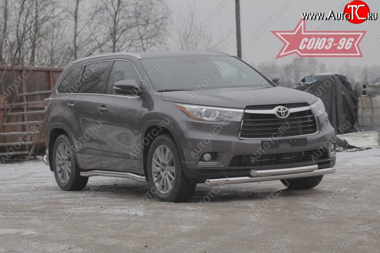 27 629 р. Защита переднего бампера двойная Souz-96 (d76/60)  Toyota Highlander  XU50 (2013-2017) дорестайлинг  с доставкой в г. Воронеж