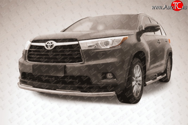 15 949 р. Защита переднего бампера из длинной трубы диаметром 57 мм Slitkoff Toyota Highlander XU50 дорестайлинг (2013-2017) (Цвет: нержавеющая полированная сталь)  с доставкой в г. Воронеж