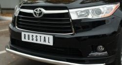 16 999 р. Одинарная защита переднего бампера диаметром 63 мм SLITKOFF  Toyota Highlander  XU50 (2013-2017) дорестайлинг  с доставкой в г. Воронеж. Увеличить фотографию 3