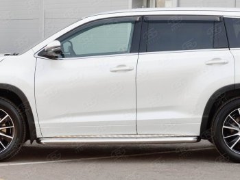 32 849 р. Порожки для ног (Ø63) SLITKOFF  Toyota Highlander  XU50 (2013-2017) дорестайлинг (лист - алюминий, профиль - нержавейка)  с доставкой в г. Воронеж. Увеличить фотографию 3