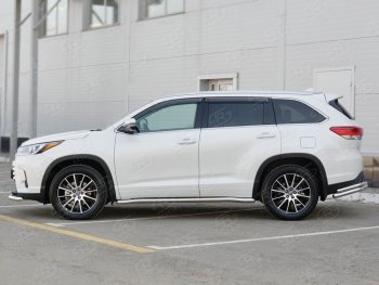 23 399 р. Защита порогов SLITKOFF из круглой трубы диаметром 63 мм SLITKOFF v3  Toyota Highlander  XU50 (2013-2017) дорестайлинг  с доставкой в г. Воронеж. Увеличить фотографию 2