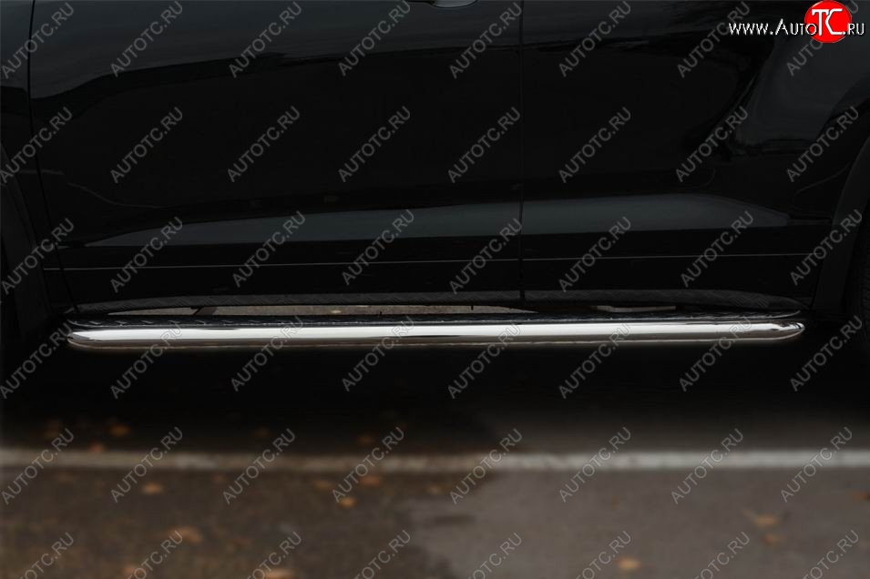 43 999 р. Порожки для ног (Ø63) SLITKOFF  Toyota Highlander  XU50 (2013-2017) дорестайлинг (лист - нержавейка, профиль - нержавейка)  с доставкой в г. Воронеж