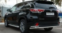 20 999 р. Защита заднего бампера (Ø63 и 42 мм, с углами, нержавейка) SLITKOFF  Toyota Highlander  XU50 (2013-2017) дорестайлинг  с доставкой в г. Воронеж. Увеличить фотографию 1