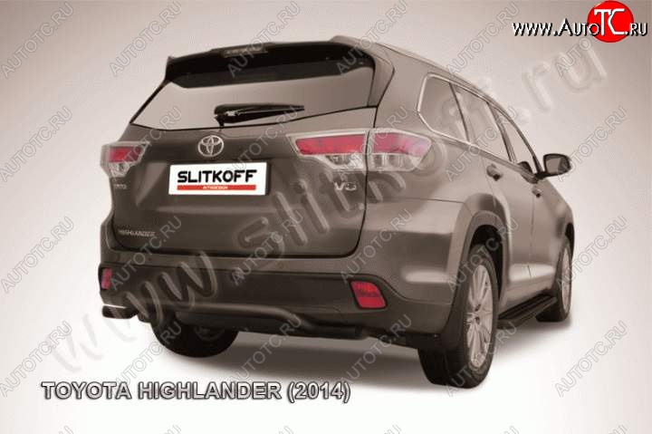 9 649 р. Защита задняя Slitkoff  Toyota Highlander  XU50 (2013-2017) дорестайлинг (Цвет: серебристый)  с доставкой в г. Воронеж