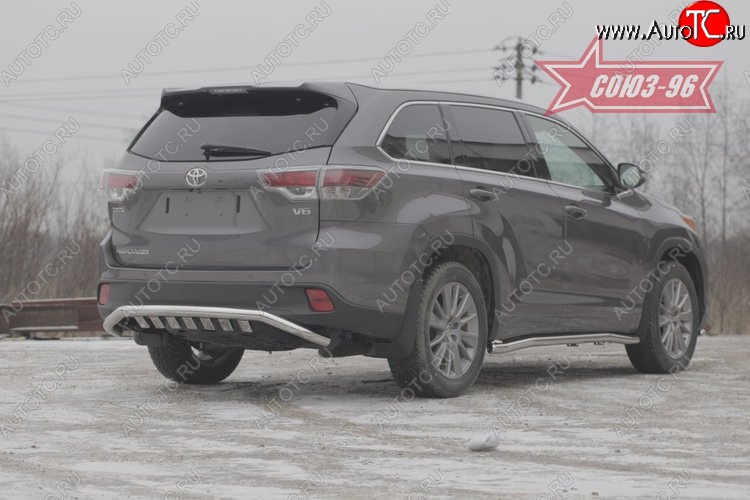 23 219 р. Защита заднего бампера с элементами из профиля Souz-96 (d60)  Toyota Highlander  XU50 (2013-2017) дорестайлинг  с доставкой в г. Воронеж