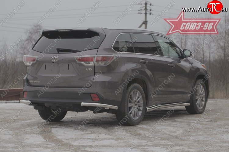 10 259 р. Защита заднего бампера из боковых уголков Souz-96 (d60) Toyota Highlander XU50 дорестайлинг (2013-2017)  с доставкой в г. Воронеж