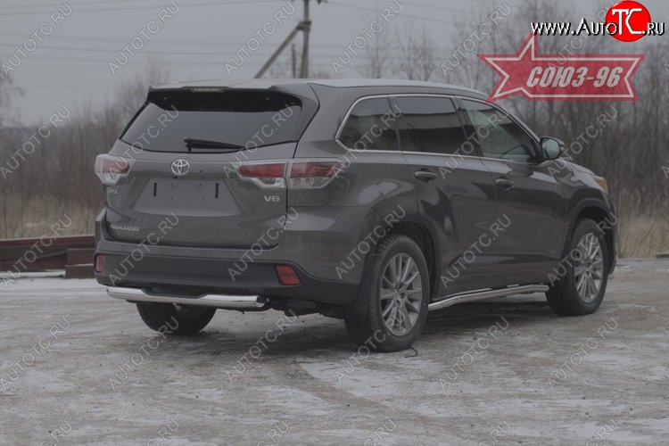 1 169 р. Защита заднего бампера с проступью Souz-96 (d76) Toyota Highlander XU50 дорестайлинг (2013-2017)  с доставкой в г. Воронеж