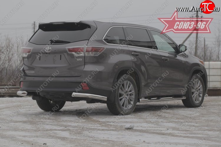 1 169 р. Защита заднего бампера из боковых уголков Souz-96 (d76) Toyota Highlander XU50 дорестайлинг (2013-2017)  с доставкой в г. Воронеж