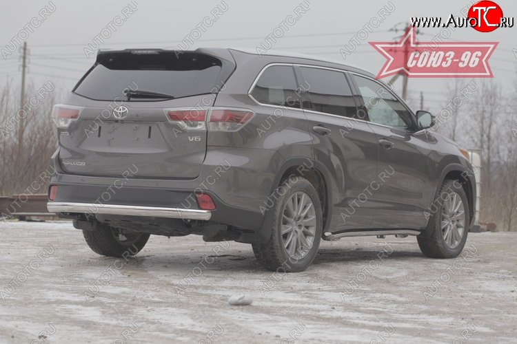 1 169 р. Защита заднего бампера Souz-96 рестайлинг (овал 75х42) Toyota Highlander XU50 дорестайлинг (2013-2017)  с доставкой в г. Воронеж