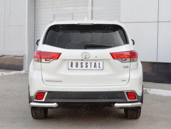 15 999 р. Защита заднего бампера (Ø63 мм уголки, нержавейка) SLITKOFF  Toyota Highlander  XU50 (2013-2017) дорестайлинг  с доставкой в г. Воронеж. Увеличить фотографию 3