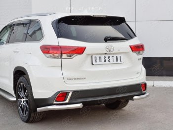 15 999 р. Защита заднего бампера (Ø63 мм уголки, нержавейка) SLITKOFF  Toyota Highlander  XU50 (2013-2017) дорестайлинг  с доставкой в г. Воронеж. Увеличить фотографию 1