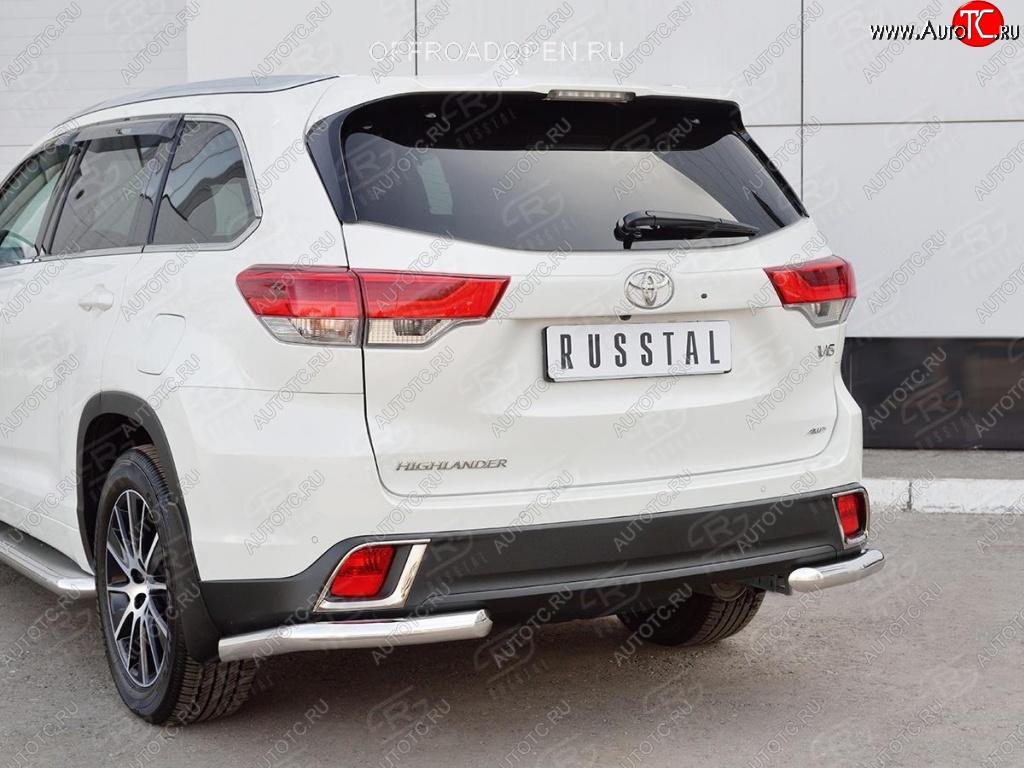 15 999 р. Защита заднего бампера (Ø63 мм уголки, нержавейка) SLITKOFF  Toyota Highlander  XU50 (2013-2017) дорестайлинг  с доставкой в г. Воронеж