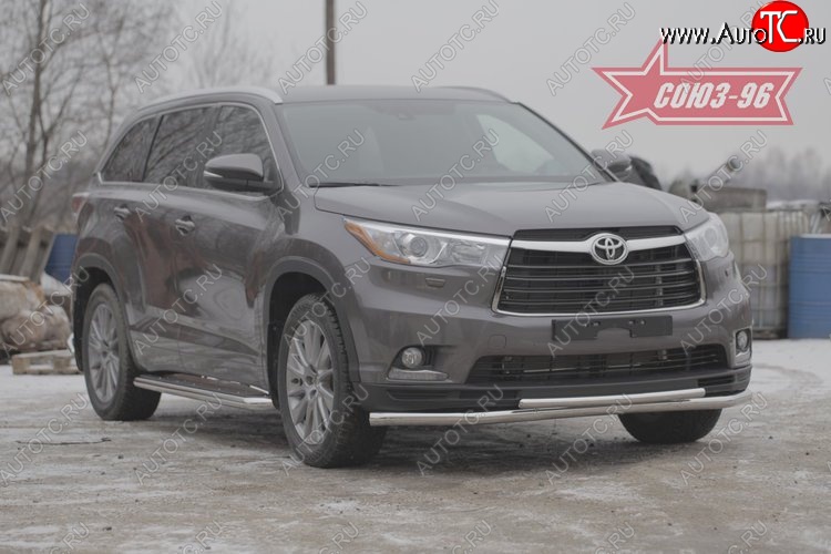 19 889 р. Защита переднего бампера двойная Souz-96 (d60/42).  Toyota Highlander  XU50 (2013-2017) дорестайлинг  с доставкой в г. Воронеж