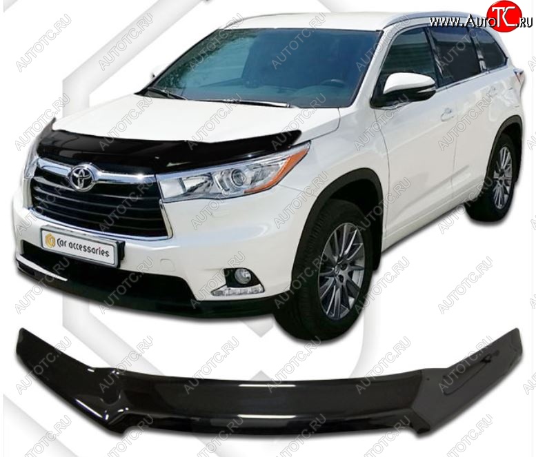 2 199 р. Дефлектор капота CA-Plastiс  Toyota Highlander  XU50 (2013-2020) дорестайлинг, рестайлинг (Classic черный, Без надписи)  с доставкой в г. Воронеж