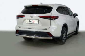 Защита заднего бампера (овальная) ТСС (нержавейка d75х42 мм) Toyota Highlander XU70 (2020-2025)