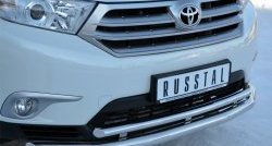 19 699 р. Защита переднего бампера (2 трубыØ63 и 42 мм, нержавейка) SLITKOFF Toyota Highlander XU40 рестайлинг (2010-2013)  с доставкой в г. Воронеж. Увеличить фотографию 2