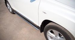 77 999 р. Защита порогов из круглой трубы диаметром 76 мм (рестайлинг) Russtal Toyota Highlander XU40 рестайлинг (2010-2013) (Защита порогов с со скосами на торцах (вариант 1))  с доставкой в г. Воронеж. Увеличить фотографию 3