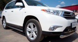 77 999 р. Защита порогов из круглой трубы диаметром 76 мм (рестайлинг) Russtal Toyota Highlander XU40 рестайлинг (2010-2013) (Защита порогов с со скосами на торцах (вариант 1))  с доставкой в г. Воронеж. Увеличить фотографию 12