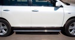 77 999 р. Защита порогов из круглой трубы диаметром 76 мм (рестайлинг) Russtal Toyota Highlander XU40 рестайлинг (2010-2013) (Защита порогов с со скосами на торцах (вариант 1))  с доставкой в г. Воронеж. Увеличить фотографию 6