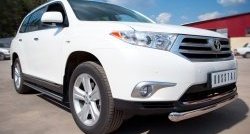 77 999 р. Защита порогов из круглой трубы диаметром 76 мм (рестайлинг) Russtal Toyota Highlander XU40 рестайлинг (2010-2013) (Защита порогов с со скосами на торцах (вариант 1))  с доставкой в г. Воронеж. Увеличить фотографию 8