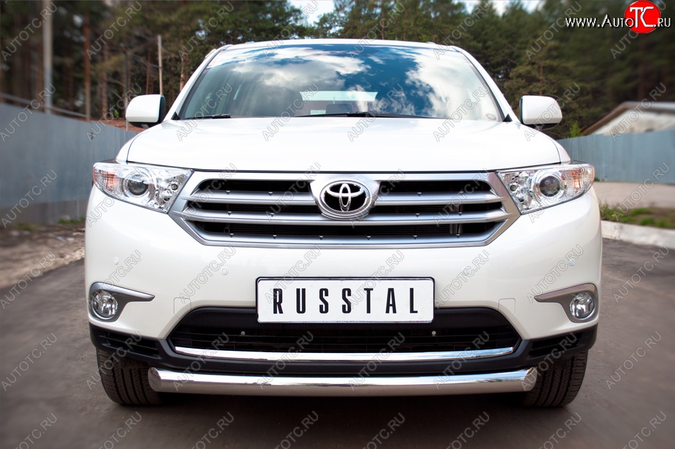17 849 р. Защита переднего бампера (Ø76 мм, нержавейка) SLITKOFF Toyota Highlander XU40 рестайлинг (2010-2013)  с доставкой в г. Воронеж