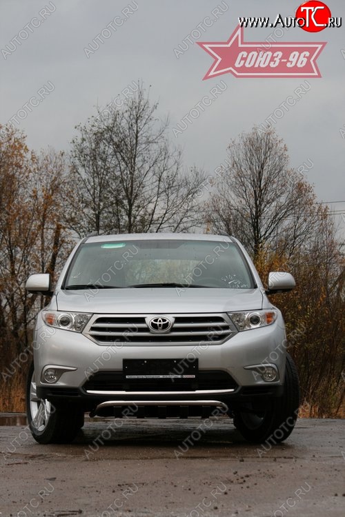 18 269 р. Защита переднего бампера с декоративными элементами Souz-96 (d42)  Toyota Highlander  XU40 (2010-2013) рестайлинг  с доставкой в г. Воронеж