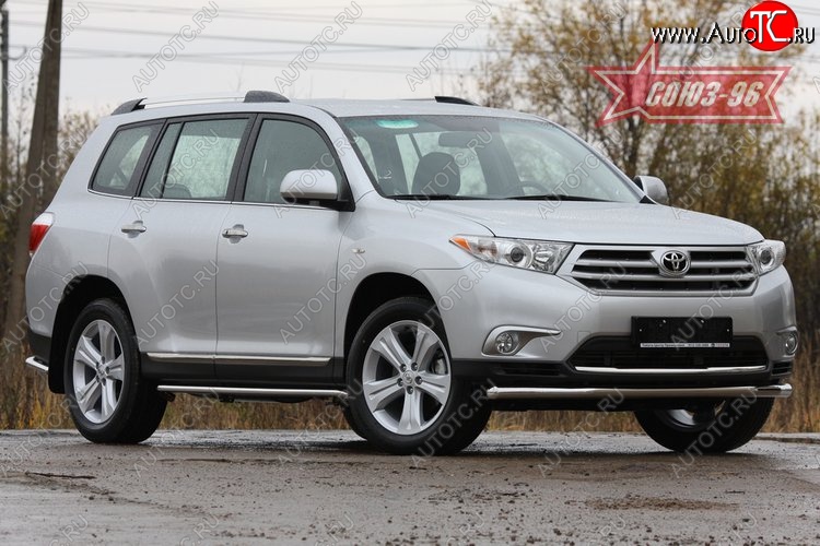 14 399 р. Защита переднего бампера одинарная Souz-96 (d60)  Toyota Highlander  XU40 (2010-2013) рестайлинг  с доставкой в г. Воронеж