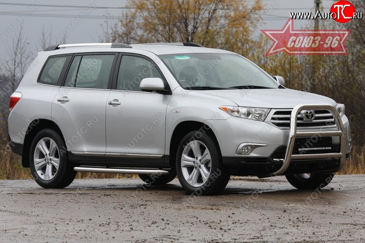 22 949 р. Защита переднего бампера Souz-96 (d76)  Toyota Highlander  XU40 (2010-2013) рестайлинг  с доставкой в г. Воронеж