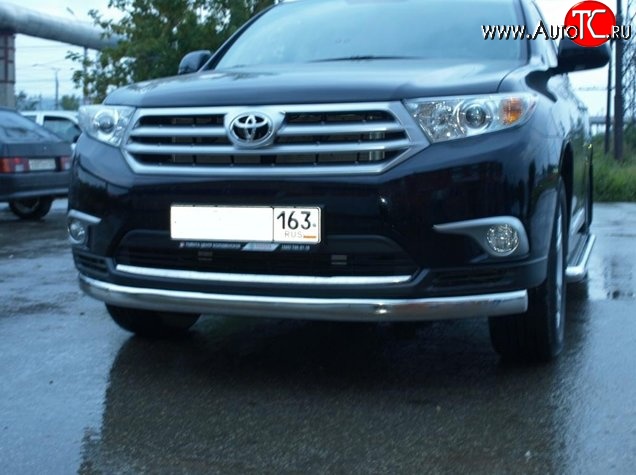 11 499 р. Защита переднего бампера d75x42 мм Металл Дизайн Toyota Highlander XU40 рестайлинг (2010-2013) (полированная нержавейка)  с доставкой в г. Воронеж