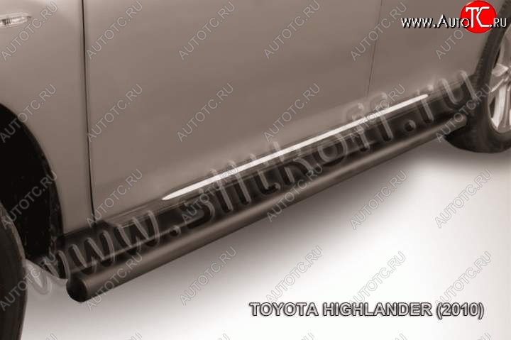 11 949 р. Защита порогов Slitkoff Toyota Highlander XU40 рестайлинг (2010-2013) (Цвет: серебристый)  с доставкой в г. Воронеж