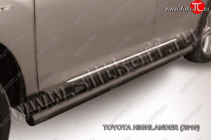 12 999 р. Защита порогов Slitkoff Toyota Highlander XU40 рестайлинг (2010-2013) (Цвет: серебристый)  с доставкой в г. Воронеж