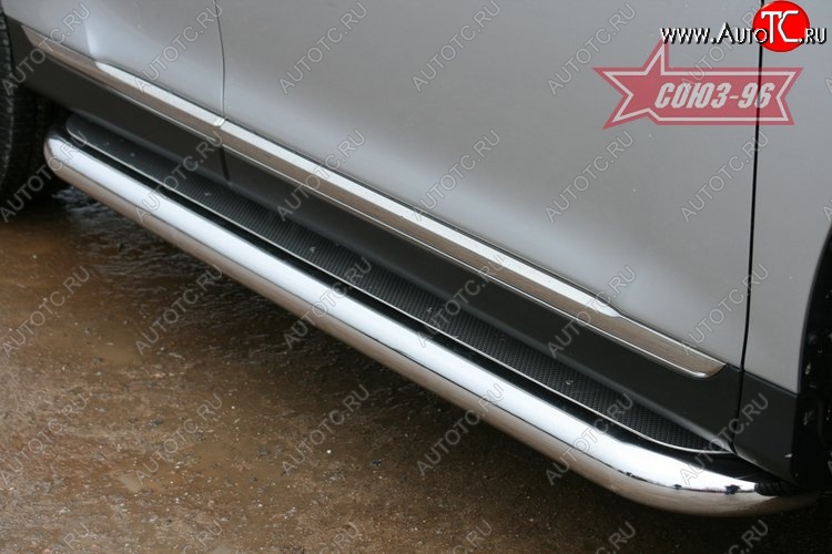 27 989 р. Защита порогов с листом рестайл Souz-96 (d76).  Toyota Highlander  XU40 (2010-2013) рестайлинг  с доставкой в г. Воронеж