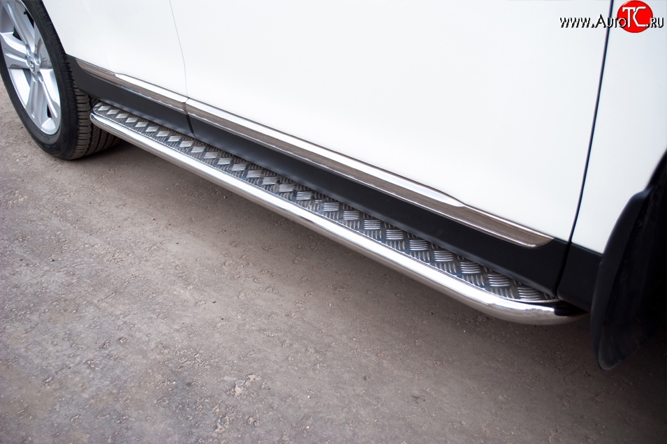 24 649 р. Широкая защита порогов SLITKOFF  Toyota Highlander  XU40 (2010-2013) рестайлинг  с доставкой в г. Воронеж