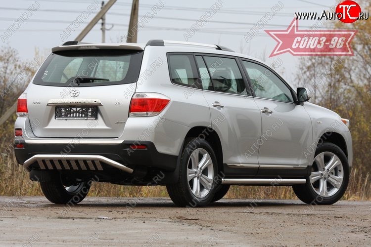 23 309 р. Защита заднего бампера Souz-96 (d60)  Toyota Highlander  XU40 (2010-2013) рестайлинг  с доставкой в г. Воронеж
