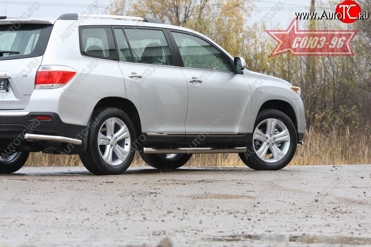 10 259 р. Защита заднего бампера из двух боковых уголков (d60) SOUZ-96 Toyota Highlander XU40 рестайлинг (2010-2013)  с доставкой в г. Воронеж