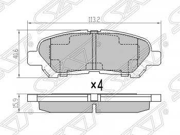 829 р. Колодки тормозные SAT (задние)  Toyota Highlander  XU40 (2007-2013) дорестайлинг, рестайлинг  с доставкой в г. Воронеж. Увеличить фотографию 1