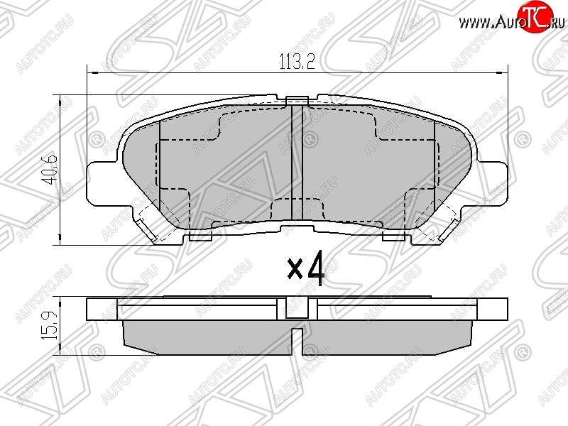 799 р. Колодки тормозные SAT (задние) Toyota Highlander XU40 рестайлинг (2010-2013)  с доставкой в г. Воронеж