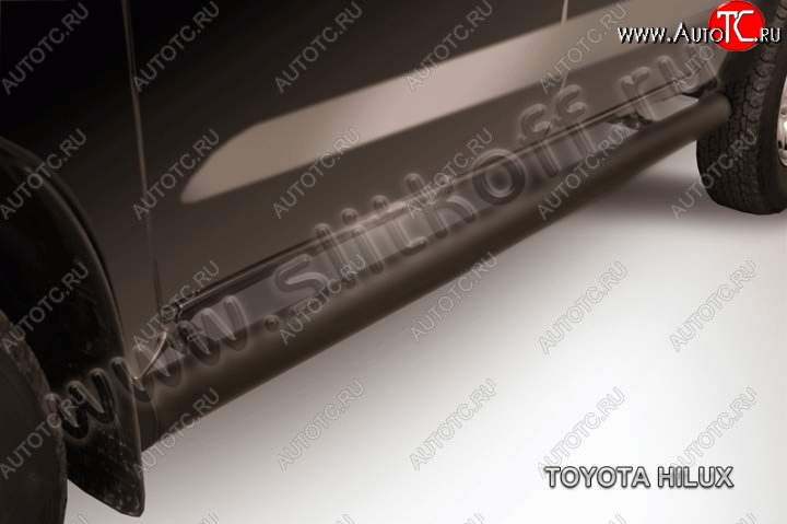 12 999 р. Защита порогов Slitkoff Toyota Hilux AN20,AN30  2-ой рестайлинг (2011-2016) (Цвет: серебристый)  с доставкой в г. Воронеж