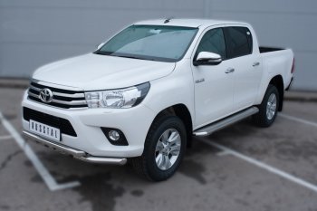 41 999 р. Порожки для ног (труба Ø63) SLITKOFF  Toyota Hilux  AN120 (2016-2020) дорестайлинг (лист - нержавейка, профиль - нержавейка)  с доставкой в г. Воронеж. Увеличить фотографию 4