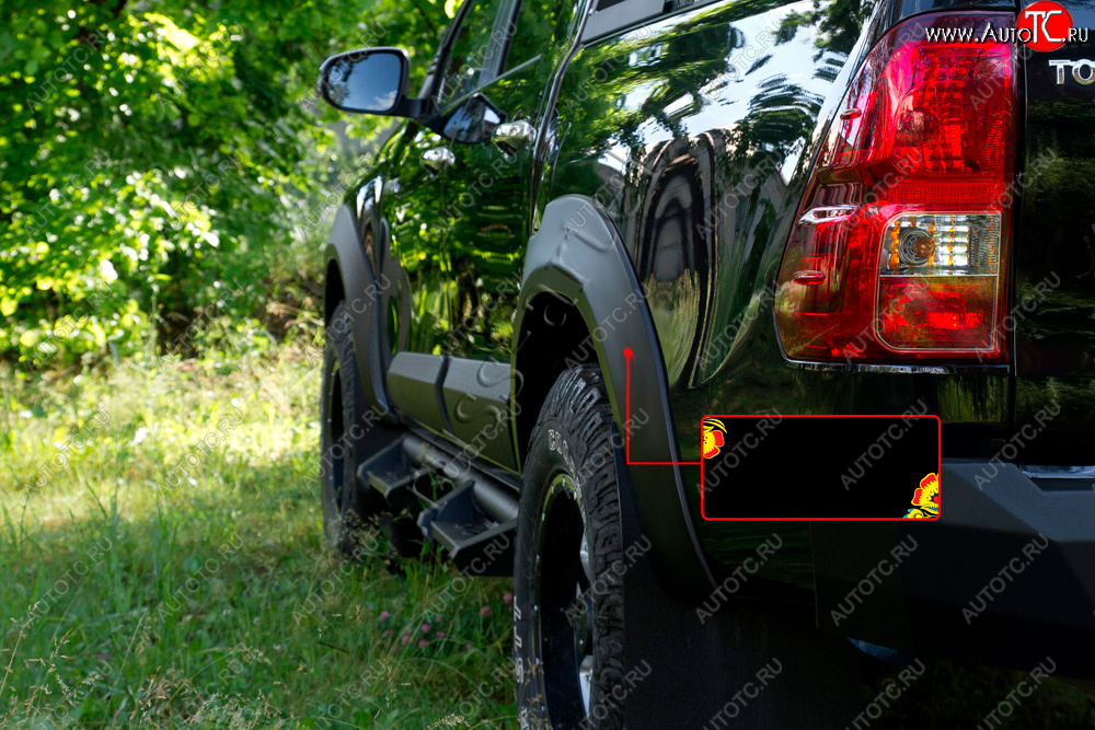 6 999 р. Расширитель арки RA (вылет 25 мм, задний левый)  Toyota Hilux  AN120 (2016-2020) дорестайлинг (Поверхность глянец под покраску, Неокрашенный)  с доставкой в г. Воронеж