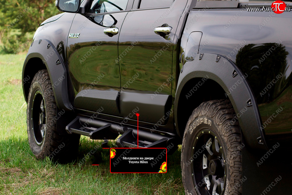 3 999 р. Молдинг двери RA (задний левый)  Toyota Hilux  AN120 (2016-2020) дорестайлинг (Поверхность шагрень)  с доставкой в г. Воронеж