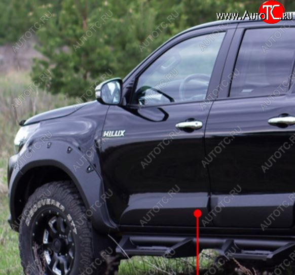 3 999 р. Молдинг двери RA (передний левый)  Toyota Hilux  AN120 (2016-2020) дорестайлинг (Поверхность глянец под покраску, Неокрашенный)  с доставкой в г. Воронеж