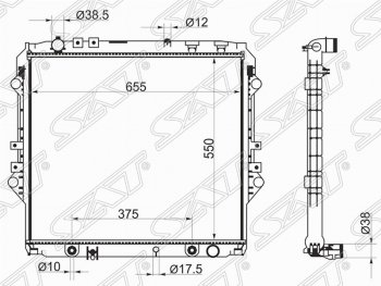 12 849 р. Радиатор двигателя SAT  Toyota Hilux  AN120 (2016-2020) дорестайлинг  с доставкой в г. Воронеж. Увеличить фотографию 1