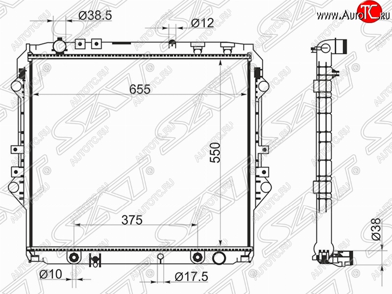 12 849 р. Радиатор двигателя SAT  Toyota Hilux  AN120 (2016-2020) дорестайлинг  с доставкой в г. Воронеж